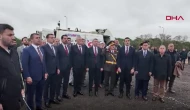Tekirdağ- Çerkezköy’de dev Türk Bayrağı, törenle göndere çekildi