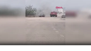 Nurdağı'nda otomobil yangını