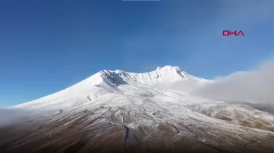 Kayseri- Erciyes Dağı'nın zirvesi beyaza büründü